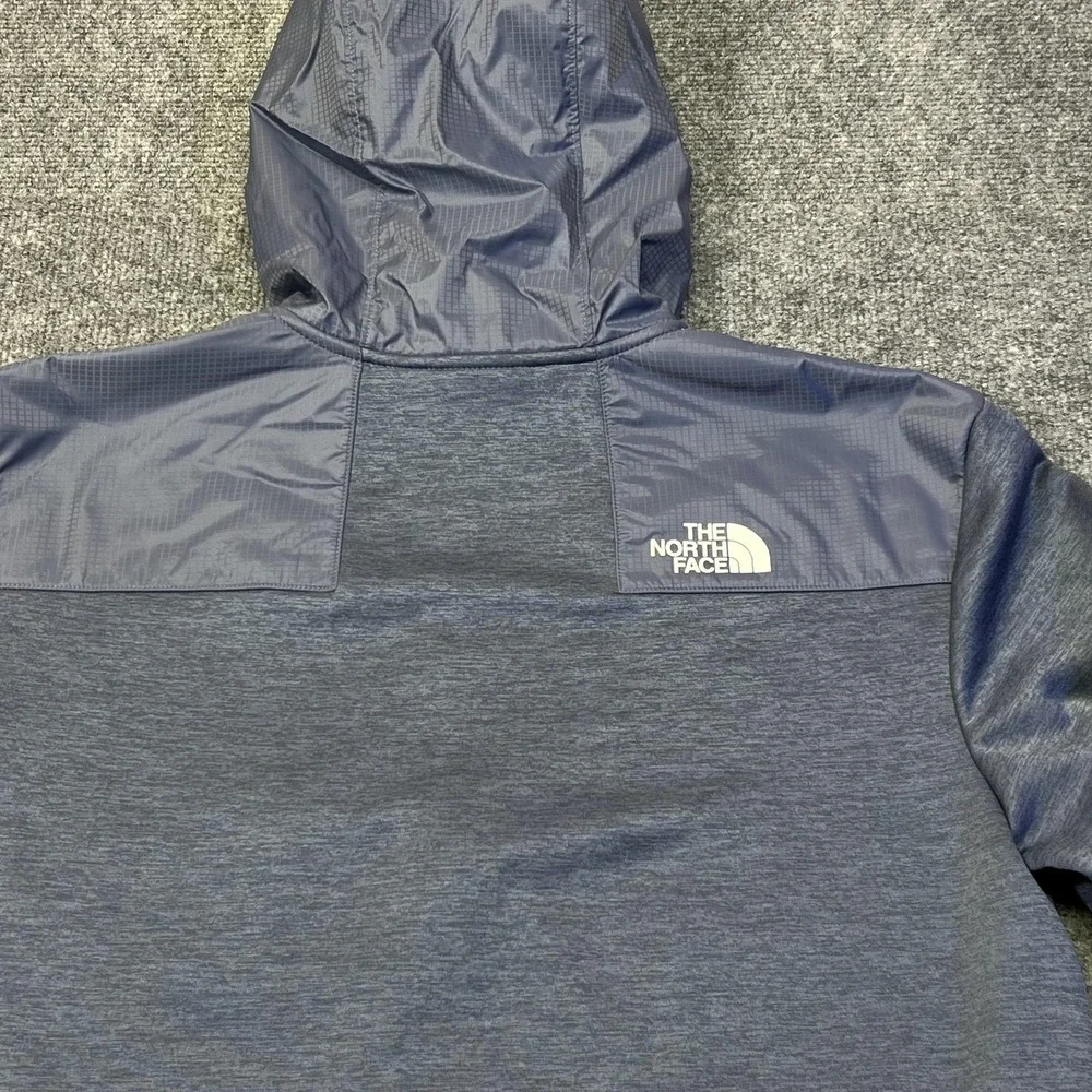 The North Face Jacket Mens Medium Blue Hooded Fleece Full Zip Thermal Hiking